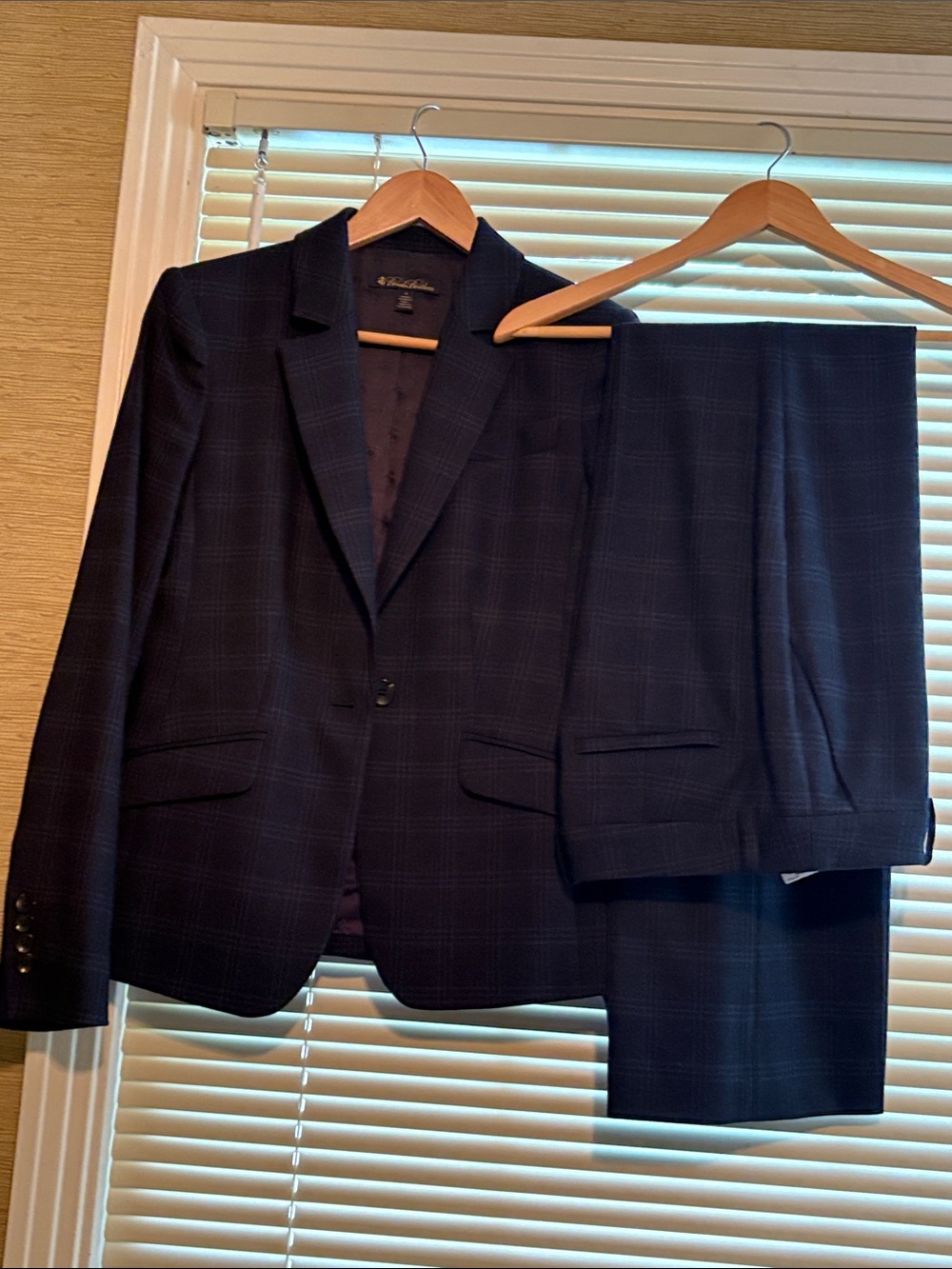 Brooks Brothers Women's Navy Plaid Blazer & Trouser Set
